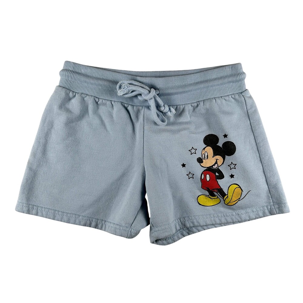 Disney Shorts Womens XS Blue Mickey Mouse Fleece Sweat Lounge Drawstring Casual